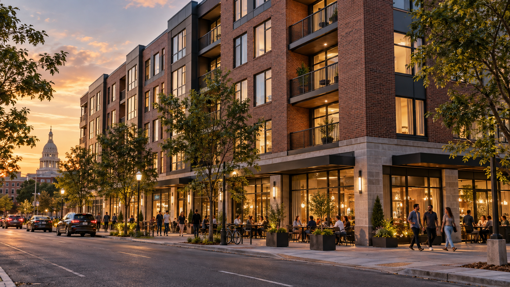Conceptual image of mixed-use housing and active street frontage
